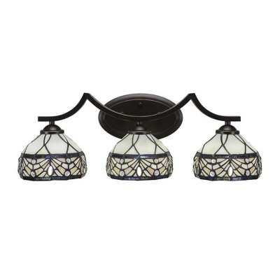 Toltec Lighting Zilo 3 - Light Vanity in  Dark Granite with 7" Royal Merlot Art Glass Shade