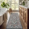 Floral Boho Runner Rug - Non-Slip Low-Pile Soft Carpet for Hallway, Kitchen Bathroom Nursery Office Dining Room Entryway - 3 of 4