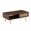 Zeus & Ruta 41.34" Rattan Coffee Table with Sliding Door Storage & Solid Wood Legs - 2 of 4