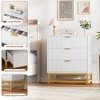 3 Drawer Chest, Wooden Chest of Drawers with Storage Function, Suitable for Wardrobe, Bedroom, Dresser, Modern Nightstand with Gold Handles，White - 3 of 4