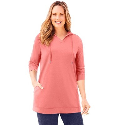Catherines Women's Plus Size Cloud Knit French Terry Classic Hoodie Tunic