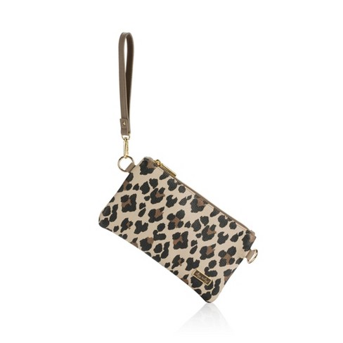 Leopard Zipper Foldover Clutch Envelope Purse Women Cross body Bag with  Chain Strap
