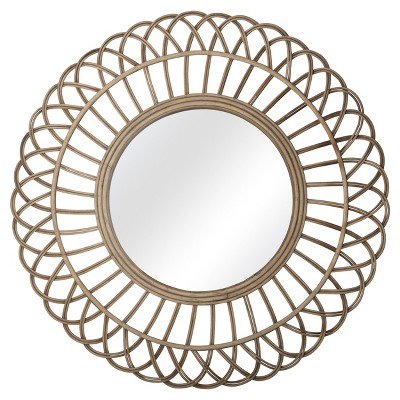 VIP Metal 31 in. Brown Rattan Mirror