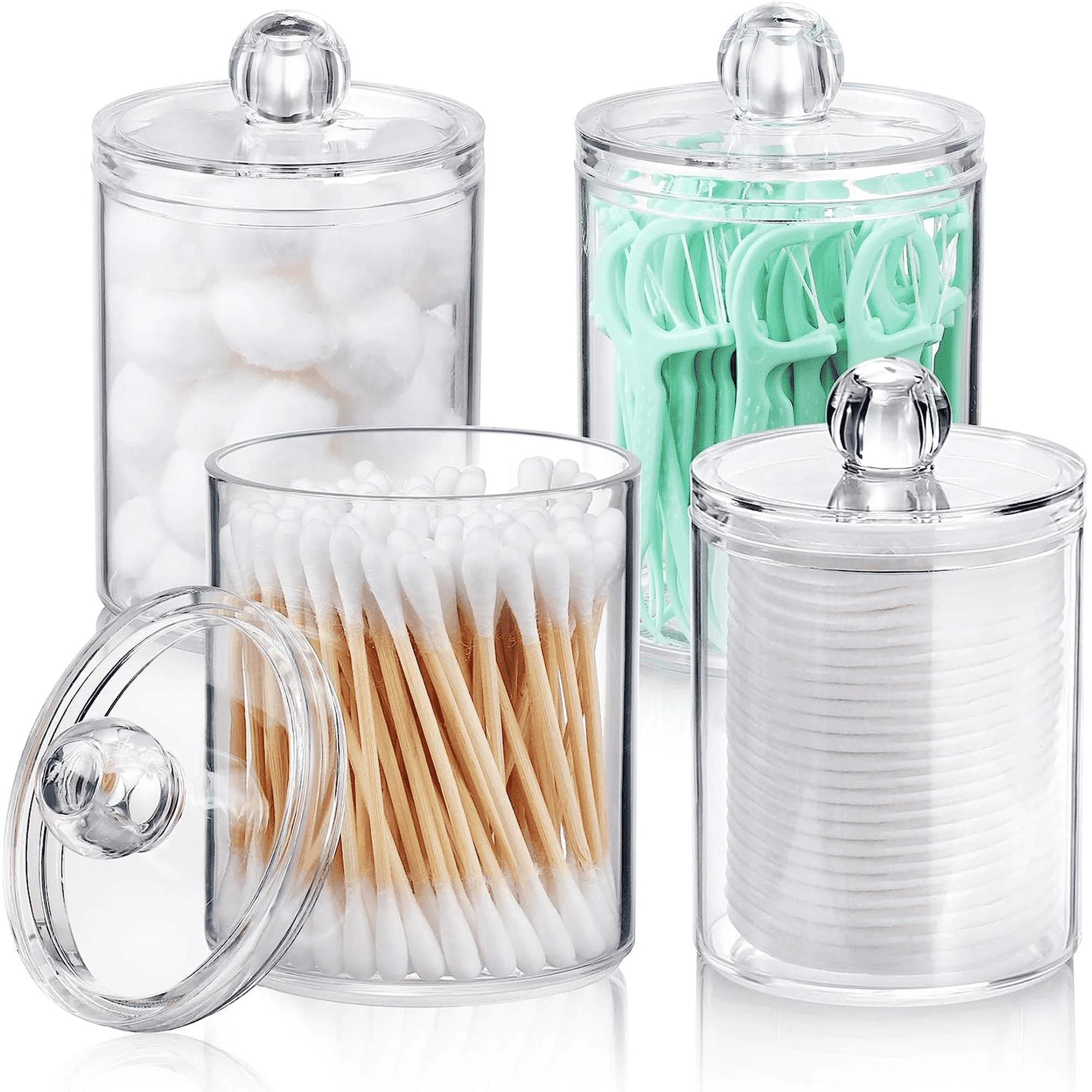Maison Acrylic Qtip Holder Dispenser 4 Pack
