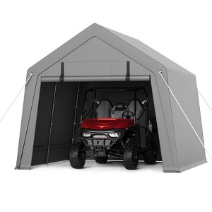 Carport Storage Shed,Portable Garage with Roll-up Zipper Door,Heavy Duty Waterproof Tarp,Storage for Motorcycle,Bike, Firewood,Garden Tools - 1 of 4