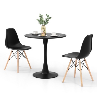 Tangkula 3PCS Dining Kitchen Set Modern Round Dining Table Chairs for Small Space