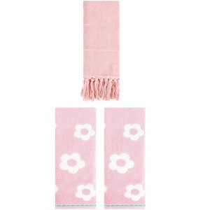 REGALWOVEN 3 Packs Solid and Floral Soft Absorbent Cotton Hand Towels Bathroom 14" x 30" - 1 of 4