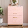 Coucheta 36" Narrow 4-Drawer Dresser - Pink Compact Chest of Drawers with Anti-Tip Design, Space-Saving Cabinet for Bedroom, Living Room or Hallway - 4 of 4