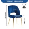NicBex Velvet Dining Chairs Set of 4,Modern Armless Upholstered Kitchen Chair with Hollow Back and Metal Legs for Dining Room,Kitchen - 3 of 4