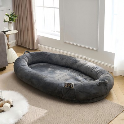 Human Dog Bed,Giant Extra Large Memory Foam Human Size Pet Bed for People with Storage Pocket Cover-Maison Boucle