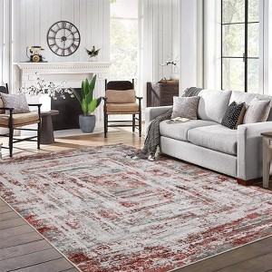 Large Rug,Abstract Print Carpet, Stain-Resistant Contemporary Floor Cover, Foldable Low Pile Decorative Indoor Rug - 1 of 4