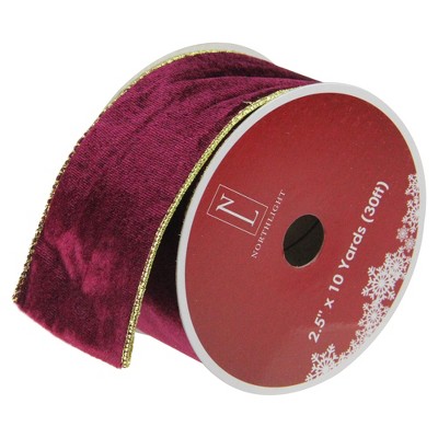 Northlight Solid Wine Red Gold Wired Christmas Craft Ribbon 2.5" x 10 Yards