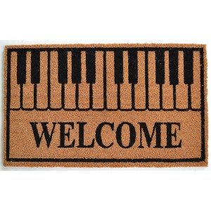 HomeRoots 18" X 30" Brown and Black Coir Welcome Outdoor Door Mat - 1 of 4