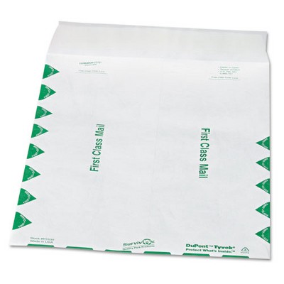 Survivor Lightweight 14 lb Tyvek Catalog Mailers, First Class, #12 1/2, Square Flap, Redi-Strip Closure, 9.5 x 12.5, White, 100/Box
