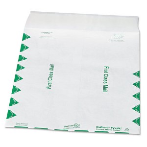 Survivor Lightweight 14 lb Tyvek Catalog Mailers, First Class, #12 1/2, Square Flap, Redi-Strip Closure, 9.5 x 12.5, White, 100/Box - 1 of 2
