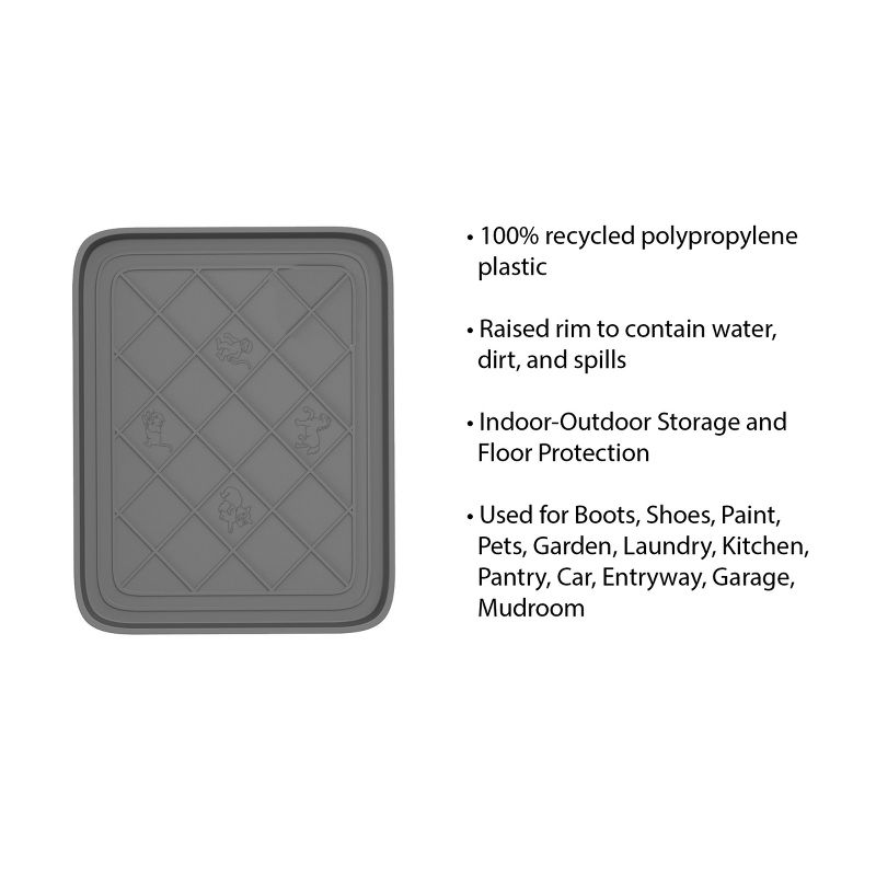 Fleming Supply All Weather Boot Tray Water-Resistant Plastic Utility Shoe Mat for Indoor and Outdoor Use, 3 of 9