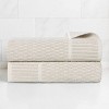 Viscose Cotton Blend Medium Weight Soft Textured Checkered Ribbed Border Towel Set by Blue Nile Mills - 2 of 4
