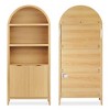 71 Inch  Oak Finish Arched Bookshelf Storage Cabinet with Doors, 3 Open & 2 Adjustable Shelves, Robot Vacuum-Friendly or Home or Office - 4 of 4
