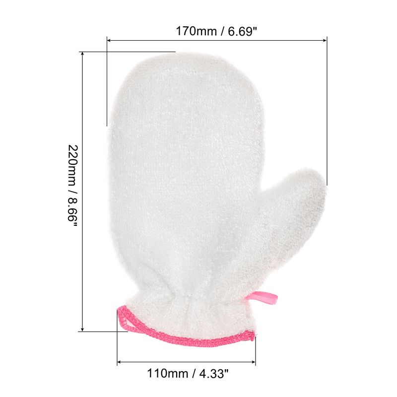 Unique Bargains Cleaning Gloves Fiber Washing Mitten Reusable Scrubber Cleaning Tool for Kitchen Bathing 1 Pair White, 2 of 7