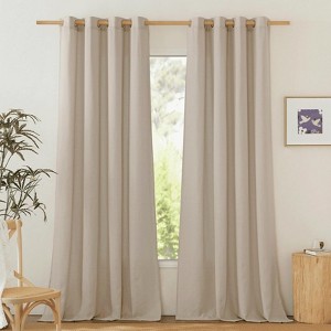 NICETOWN Linen Curtains, Vintage Grommet Top Semi Sheer Drapes, Privacy Assured Bedroom & Living Room Window Treatments - 1 of 4