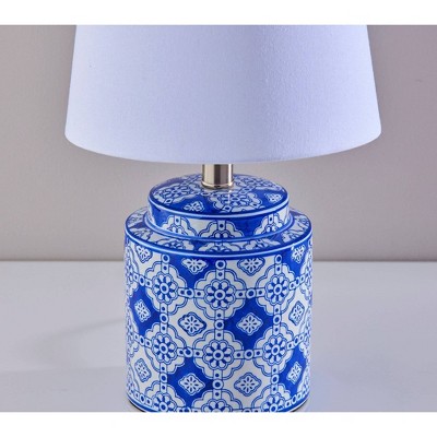 Polly 17" White and Blue Ceramic Table Lamps Set of 2