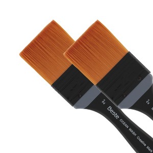 Creative Mark Beste Golden Taklon Ocean Wash, 2" - 2 Pack Artist Paint Brush, Professional Watercolor Brushes, For Acrylic Painting, Short Handle, - 1 of 4