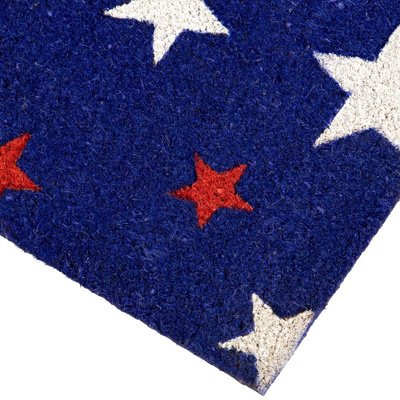 Northlight Blue Coir Red and White Stars Americana Outdoor Doormat 18" x 30", 5 of 6