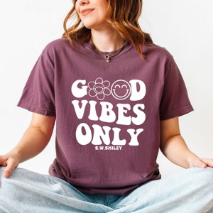 Simply Sage Market S.W.Smiley Good Vibes Only Smiley Face Garment Dyed Tee - 1 of 4