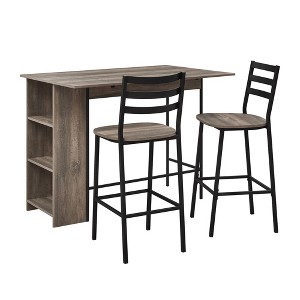 3pc Counter Height Drop Leaf Dining Set Gray Wash - Saracina Home - 1 of 4