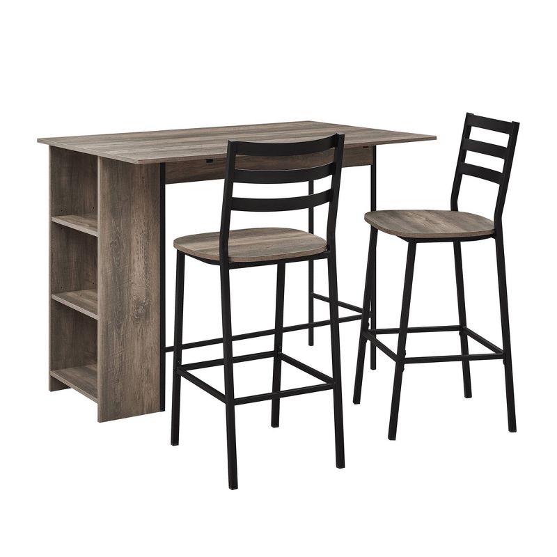 3pc Counter Height Drop Leaf Dining Set Gray Wash - Saracina Home, 1 of 10