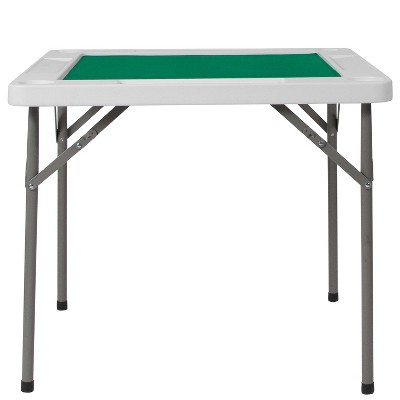 Silas 34.5" Gray Powder-Coated Metal Folding Card Table with Cup Holders