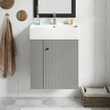 Vynxaria 21.6" Bathroom Vanities Gray Floating Vanity with Ceramic Basin & Left Side Storage 26.4"H - 4 of 4