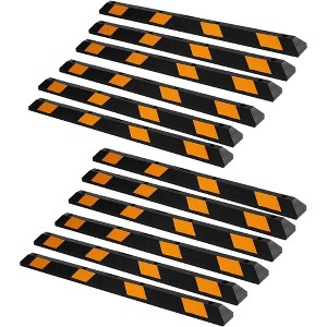 Zone Tech Heavy Duty Rubber Parking Curb, 72" Car Garage Wheel Stopper Guide with Yellow Reflective Tape for Driveways, Parking Lot Spots, and Garages - 1 of 4