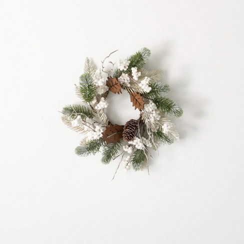 12.5"H Sullivans Berry And Leaf Christmas Mini Wreath, Multicolored - image 1 of 3