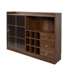 Ridstar 47.24 in. W Freestanding Countertop Storage Cabinet with 2 Striped Glass Sliding Doors-Brown - 4 of 4