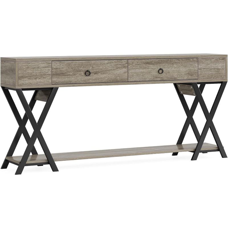 Tribesigns 71 Inch Console Table with 2 Drawers, Large Behind Couch Table, Industrial Hallway Table for Living Room, Entrance, 1 of 10