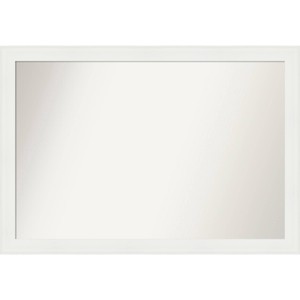 40" x 28" Non-Beveled Vanity White Narrow Bathroom Wall Mirror - Amanti Art: Modern Polystyrene Framed, Includes Mounting Hardware - 1 of 4