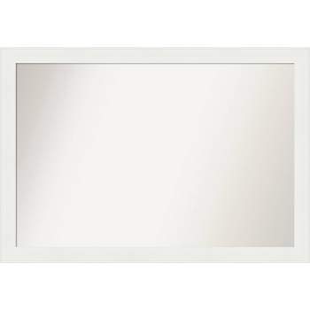 40" x 28" Non-Beveled Vanity White Narrow Bathroom Wall Mirror - Amanti Art