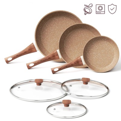 LunaLulinlk Frying Pan Set Nonstick Cookware Set Frying Pans and Skillets 8" 9.5" and 11" Egg Pan with Lid