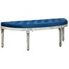 TiramisuBest Vintage Semi-Circle End of Bed Bench, Upholstered Bedroom Entryway Bench with Tufted Velvet-Touch Fabric & Rubberwood Legs, Gray - 2 of 4