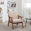 VYNXARIA Light Camel Accent Chair with Microfiber Upholstery & Solid Wood Frame for Modern Spaces - 2 of 4