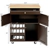 Costway Rolling Kitchen Island Serving Cart Storage Cabinet w/ Wine Rack - 3 of 4
