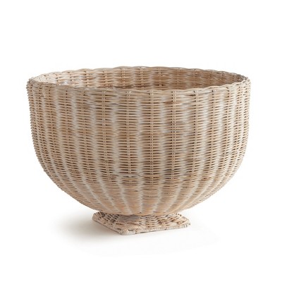 Plum & Post 24" Charleston Rattan Woven Footed Natural Decorative Tabletop Bowl