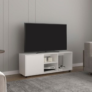 51" Wood TV Stand with One Door Cabinet, Open Shelves, and Compact Design for Living Room and Bedroom - 1 of 4