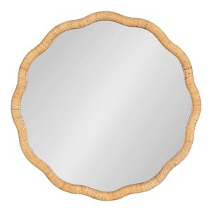 Kate & Laurel All Things Decor 26"x26" Rahfy Scallop Framed Wall Mirror Natural: Bohemian Style, No Assembly Required - 1 of 4