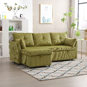 CAVINAS Modular L-Shaped Sofa, Modular 3 Seater Sofa with Reversible Chaise Lounge, Sofa Bed, Sleeper Sofa, Sofa Combination with Storage Seats - 1 of 4
