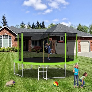 Whisen 14FT Recreational Trampoline with Safety Enclosure for Outdoor/Indoor Sports, 5 W-Legs - 1 of 4