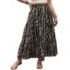 Women's Plus Size Summer Casual Boho Maxi Skirt Elastic High Waist Bohemian Work Flowy Long Skirt - 2 of 4