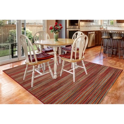 Saffron Stripes Synthetic Indoor/Outdoor Rectangular Rug