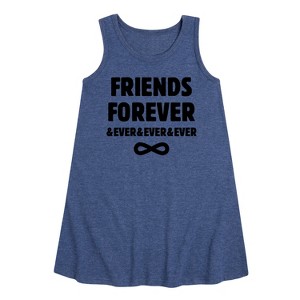 Girls' - Instant Message - Friends Forever And Ever Graphic Sleeveless Aline Dress - 1 of 4